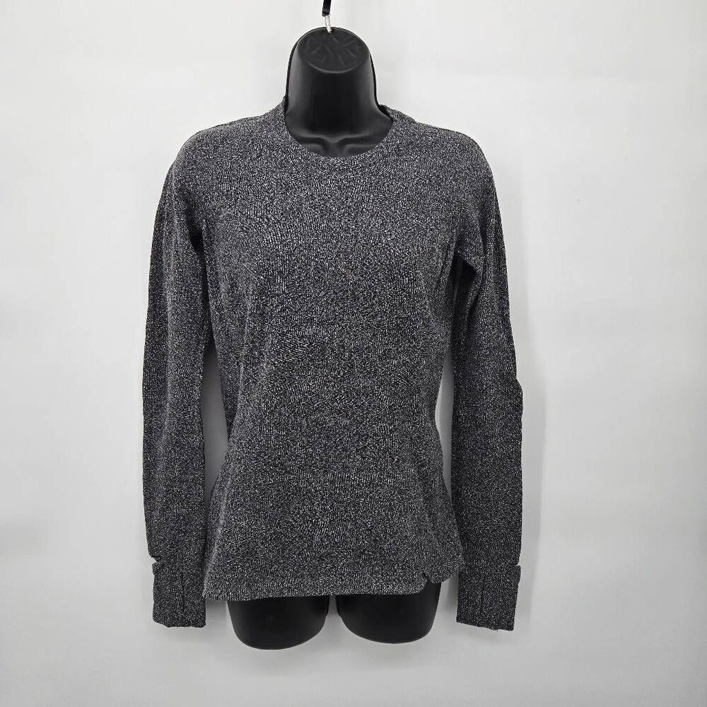 Lululemon Runderful Long Sleeve Size 8 Reconnect Jacquard White Black Top